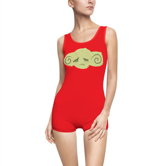 Cute Sad Lettuce RED  Swim & Play Suit