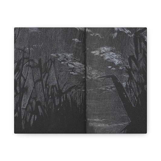 Cornfields B&W Pencil Drawing Wrapped Canvas Print